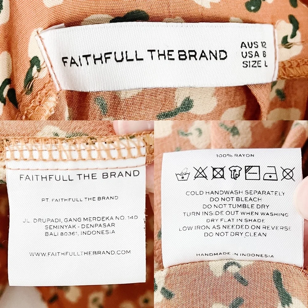 Faithfull The Brand Cedric Jumpsuit Vintage Bloom Peach Floral Women’s Large 8 - Picture 15 of 17